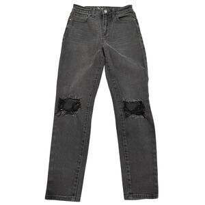 NOBO High Rise Jeans size 5 Juniors Distressed Black Denim Jeans